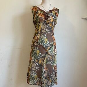 Floral Patchwork Sleeveless Dress